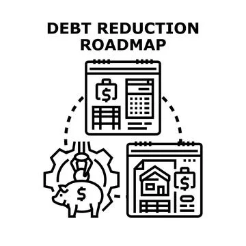 Debt reduction roadmap planning and financial management process Stock Illustration