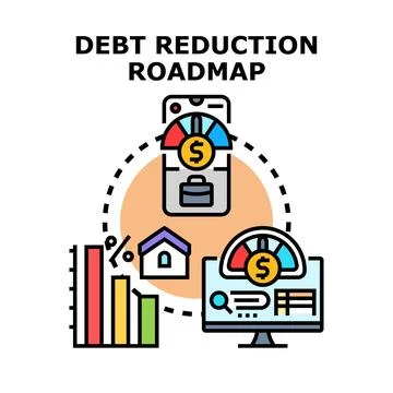 Debt reduction roadmap planning financial future concept Stock Illustration