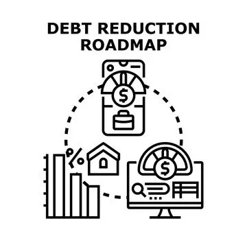 Debt reduction roadmap planning financial future concept Stock Illustration