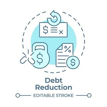 Debt reduction soft blue concept icon Stock Illustration
