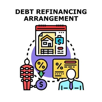 Debt refinancing arrangement process concept vector Stock Illustration