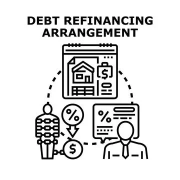 Debt refinancing arrangement process concept vector Stock Illustration