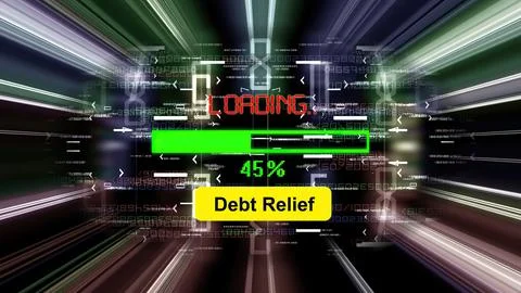 Debt reliaf loading progress bar on the screen Stock Photos