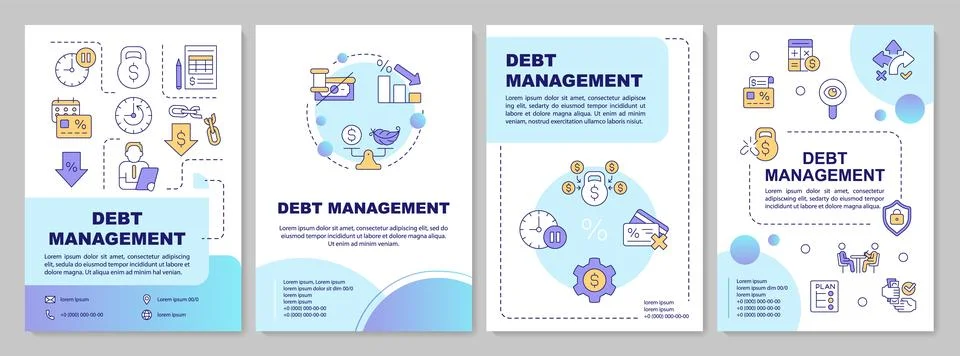 Debt relief blue gradient brochure template Stock Illustration