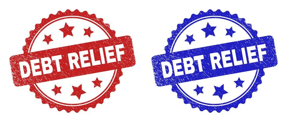 DEBT RELIEF Rosette Seals Using Unclean Surface Stock Illustration