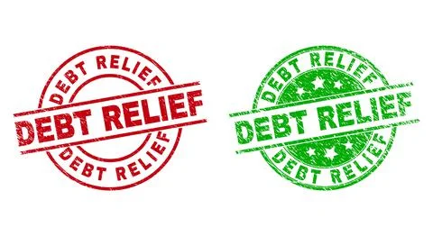 DEBT RELIEF Round Watermarks Using Rubber Style Stock Illustration