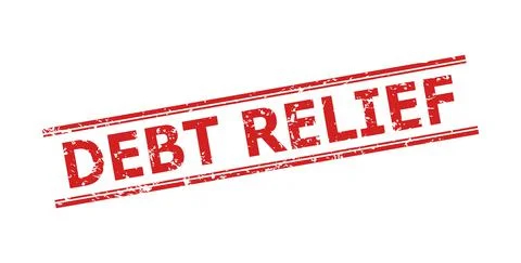 DEBT RELIEF Seal with Scratched Surface and Double Parallel Lines Stock Illustration