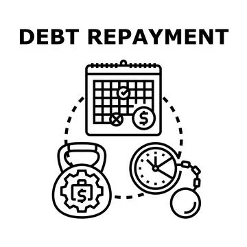 Debt repayment plan deadline financial obligation management Stock Illustration