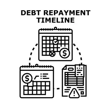 Debt repayment planning timeline managing financial calendar Stock Illustration