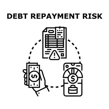 Debt repayment risk assessment evaluating financial liability management Stock Illustration