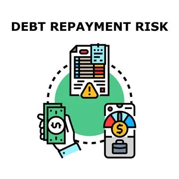 Debt repayment risk assessment evaluating financial liability management Stock Illustration