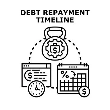 Debt repayment timeline concept with financial planning Stock Illustration