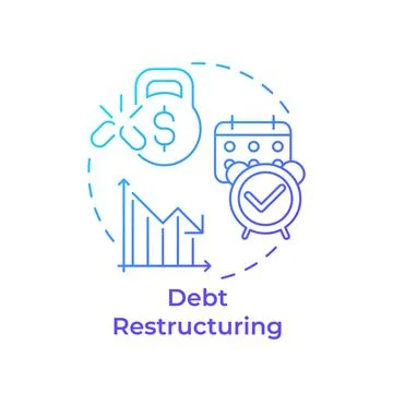 Debt restructuring blue gradient concept icon Illustration