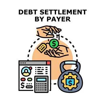 Debt settlement by payer financial transaction concept Stock Illustration