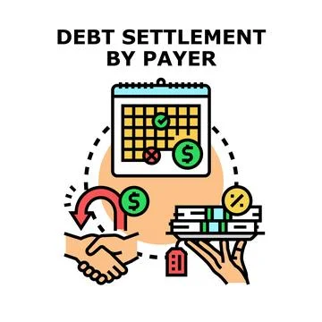 Debt settlement by payer negotiating financial refund deal Stock Illustration