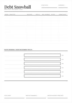 Debt Snowball Payoff Tracker Worksheet Template イラスト素材