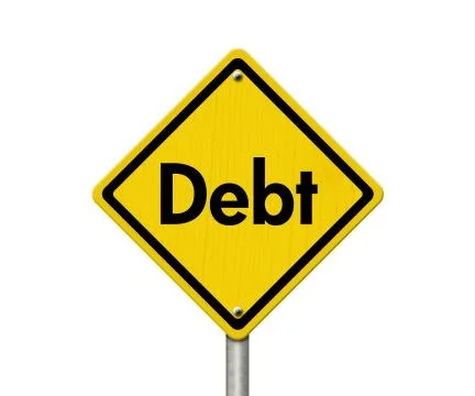 Debt Warning Road Sign Illustrazione stock