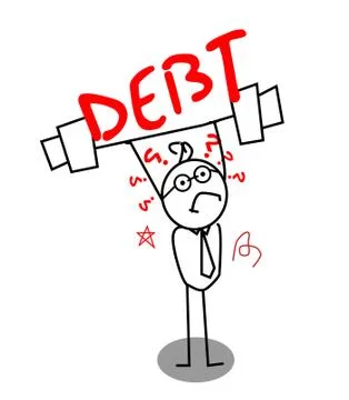 Debt for weak businessman Stock Illustration