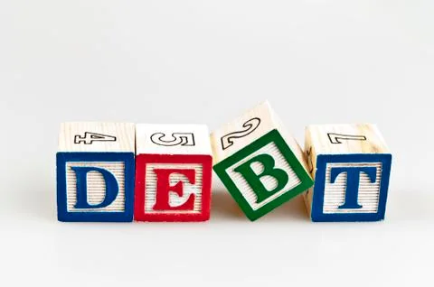 Debt word Stock Photos