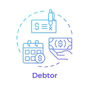 Debtor blue gradient concept icon Stock Illustration