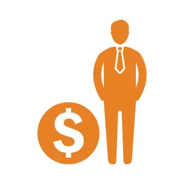 Debtor, loan icon. Orange vector design. Stock Illustration