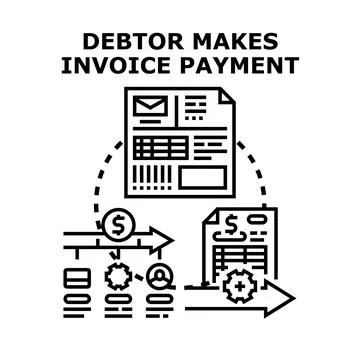 Debtor making invoice payment financial transaction process Stock Illustration