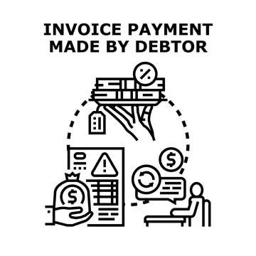 Debtor making invoice payment with financial obligations Stock Illustration