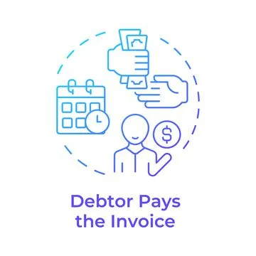 Debtor pays invoice blue gradient concept icon Stock Illustration