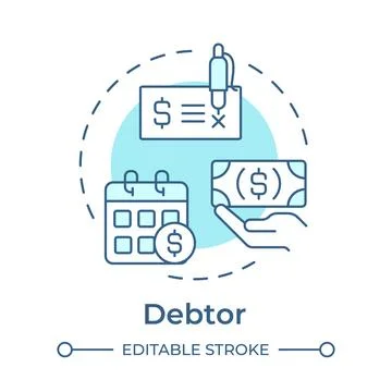 Debtor soft blue concept icon Stock Illustration