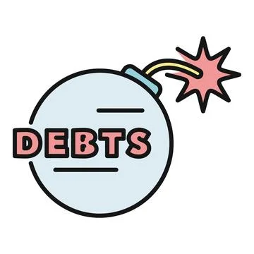 Debts bomb exploding representing financial crisis risk 스톡 일러스트