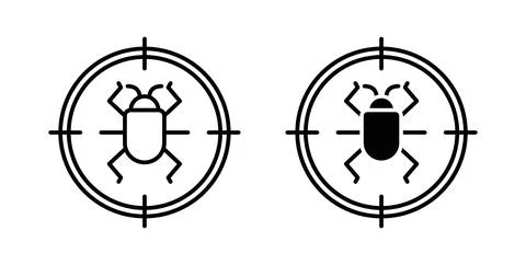 Debug icon in black and white. vector icon pack for websites Stock Illustration