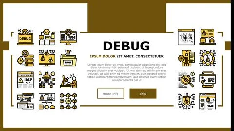 Debug Research And Fix Landing Header Vector Stockillustratie
