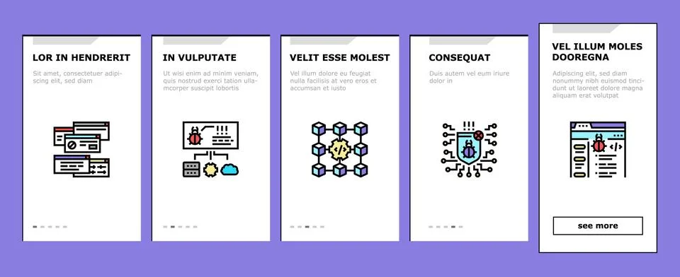 Debug Research And Fix Onboarding Icons Set Vector イラスト素材