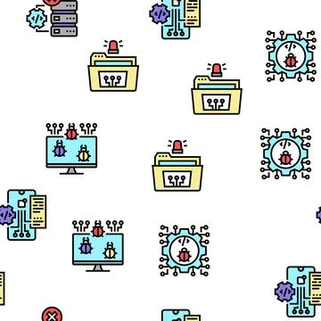Debug Research And Fix Vector Seamless Pattern Stock Illustration