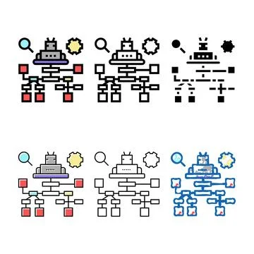 Debug researching and fixing color icon vector diversity Stockillustratie