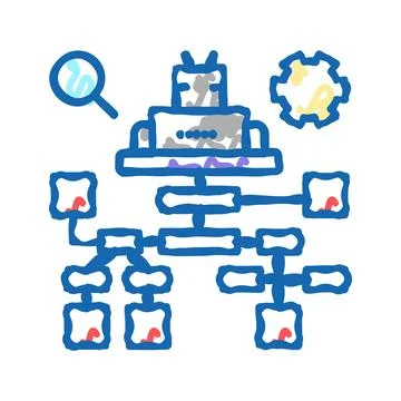 Debug researching and fixing icon doodle illustration イラスト素材