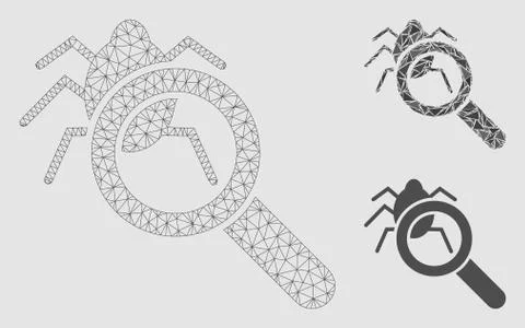 Debugger Explorer Vector Mesh 2D Model and Triangle Mosaic Icon イラスト素材
