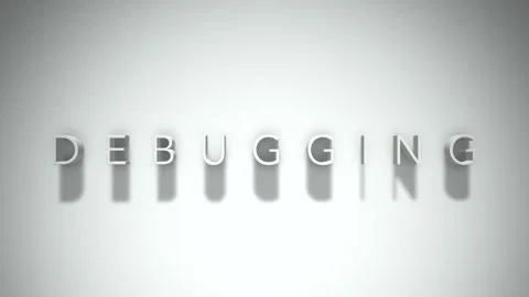 Debugging 3D title animation with shadows on a white background Stock Footage 296701324