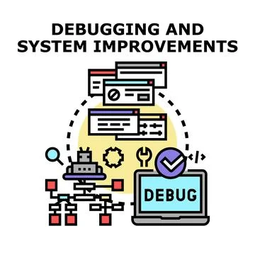 Debugging and system improvements concept vector illustration Stock Illustration