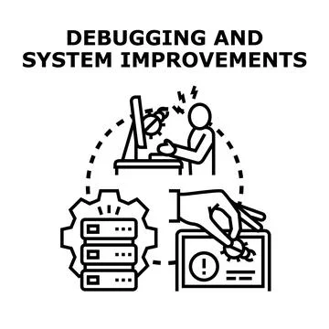 Debugging and system improvements process vector concept Stock Illustration