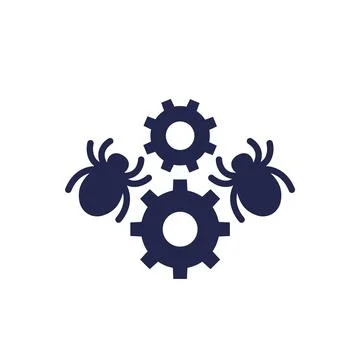 Debugging and testing icon with bugs Illustrazione stock