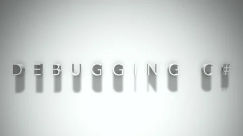 Debugging c# 3D title animation white text on a white background Stock Footage 299369580