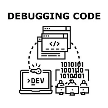 Debugging code finding program errors solving issues イラスト素材