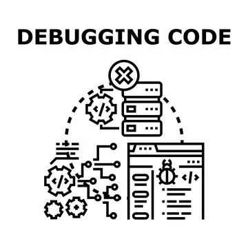 Debugging code fixing software program errors Stockillustratie