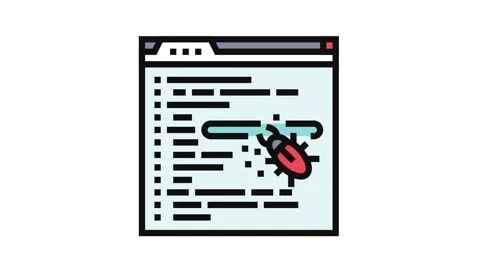 Debugging code software color icon animation Stock Footage 326105271