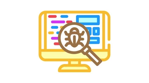 Debugging code software color icon animation Stock Footage 327267848