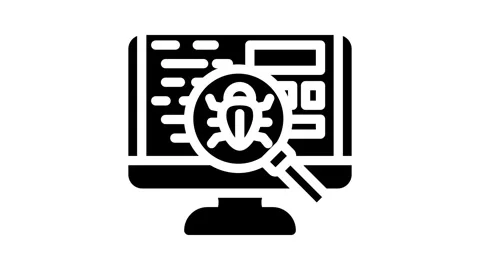 Debugging code software glyph icon animation Stock Footage 326743801