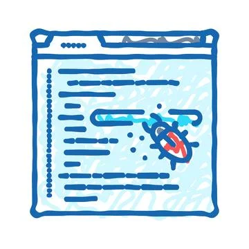 Debugging code software icon doodle illustration Stock Illustration