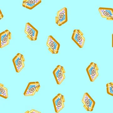 Debugging code software isometric icon seamless pattern Stock Illustration