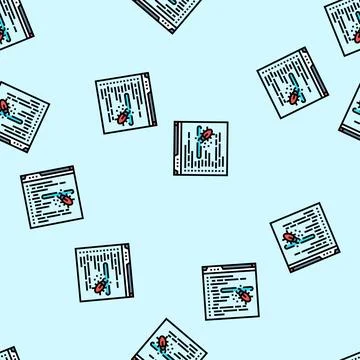 Debugging code software vector seamless pattern Stock Illustration